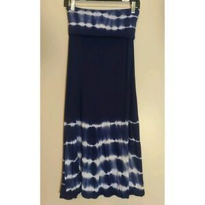 Ingredients Women Blue Tye Dye‎ Fold Waist Soft Long Skirt Size S